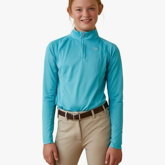 NWT-Ariat Kids Equestrian Blue Sunstopper 2.0 with SPF Protection- 10043604-L/12 - Picture 3 of 6